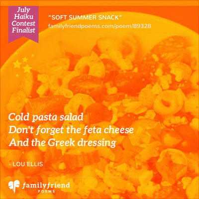 summer salad pasta snack soft haiku poem cold familyfriendpoems