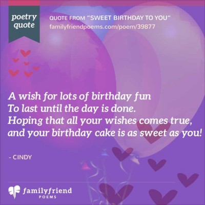 Short Birthday Poem, Sweet Birthday To You