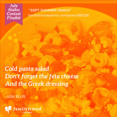 Pasta Salad Haiku, Soft Summer Snack