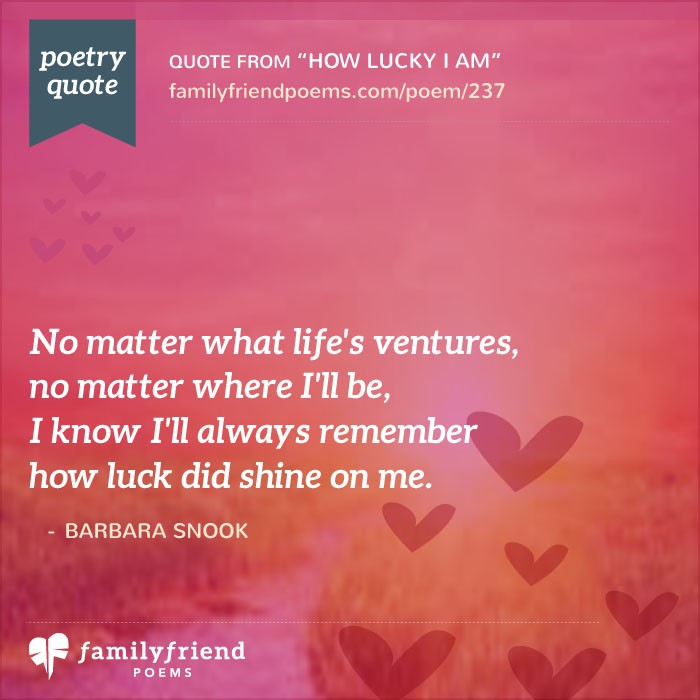 How Lucky I Am, Growing Up Poem