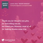 Poetry Quote Poem Thanking Mom For Everything She's Done, Never Enough